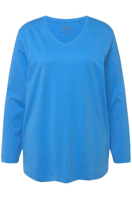 Ulla Popken Rundhalsshirt Shirt V-Ausschnitt Relaxed Langarm günstig online kaufen