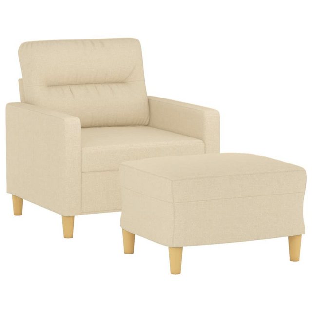 vidaXL Sofa Sessel mit Hocker Creme 60 cm Stoff günstig online kaufen