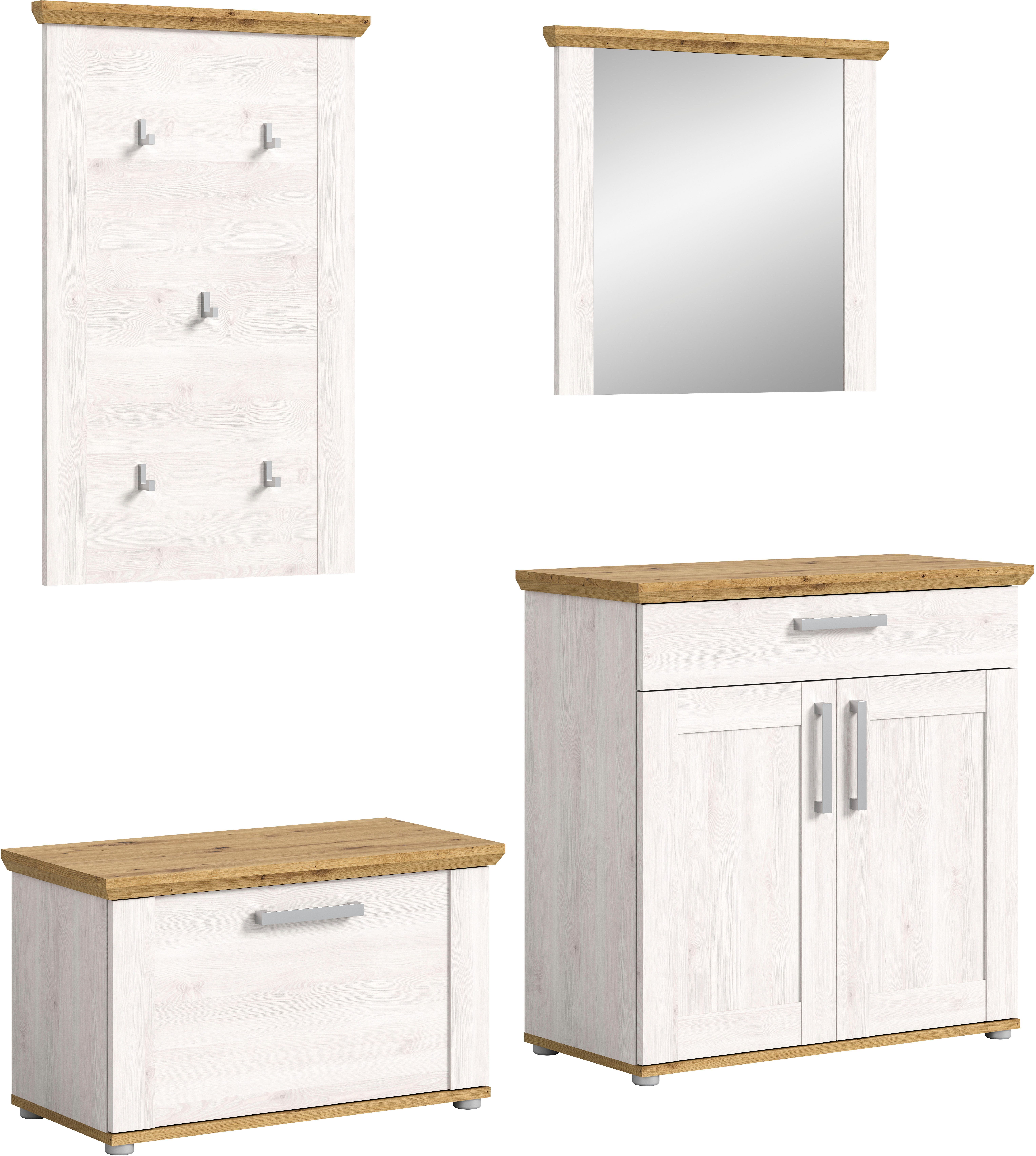 Home affaire Garderoben-Set "COSENZA, TOPSELLER, Breite ca. 190 cm, 4-teili günstig online kaufen