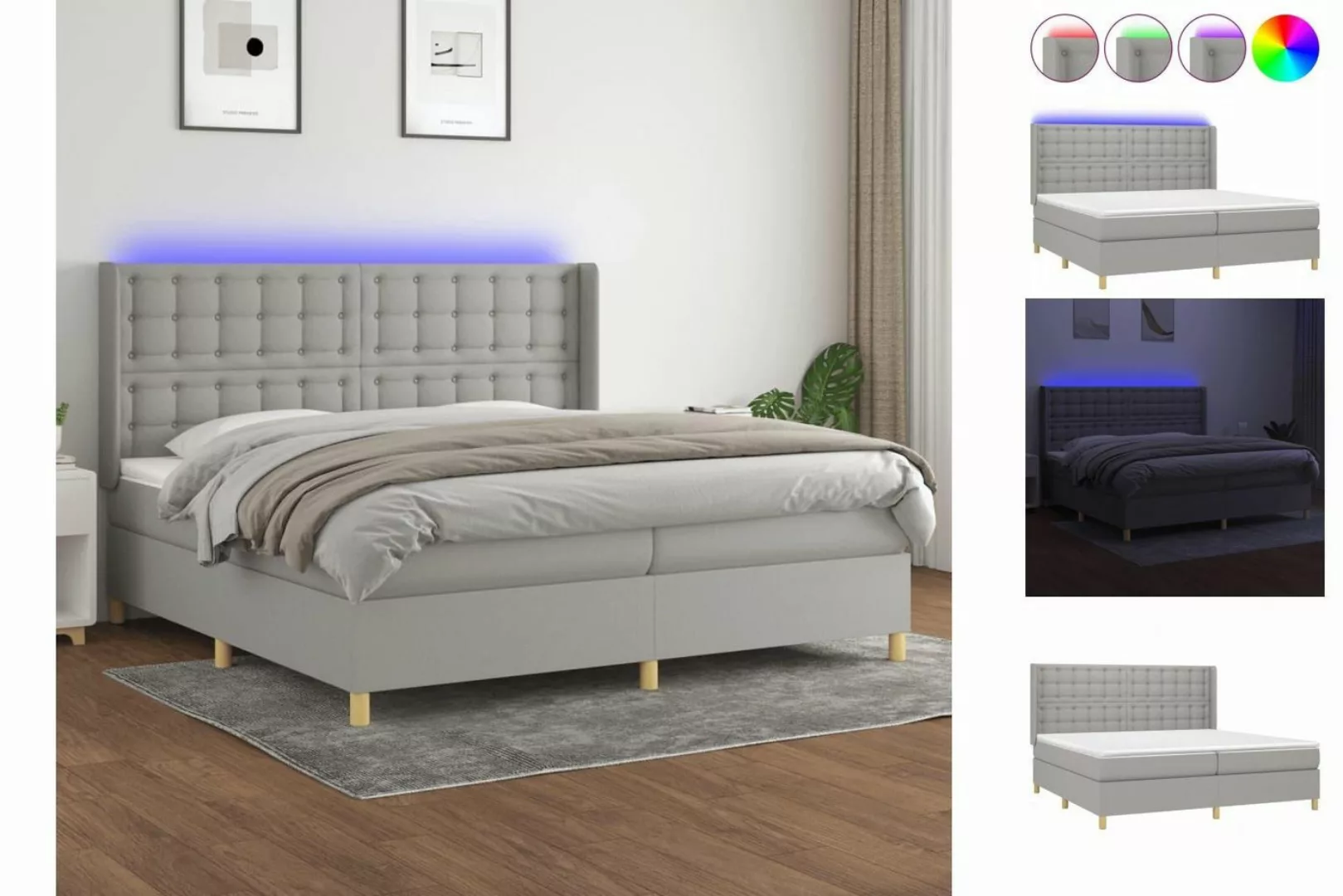 vidaXL Boxspringbett Bett Boxspringbett mit Matratze und LED Stoff (200 x 2 günstig online kaufen