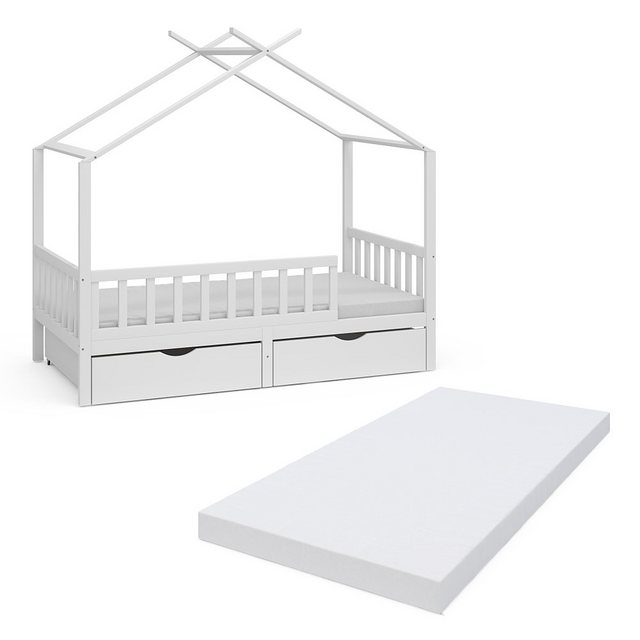 VitaliSpa® Hausbett Franka, Weiß, 80x160 cm mit 2 Schubladen und Matratze, günstig online kaufen