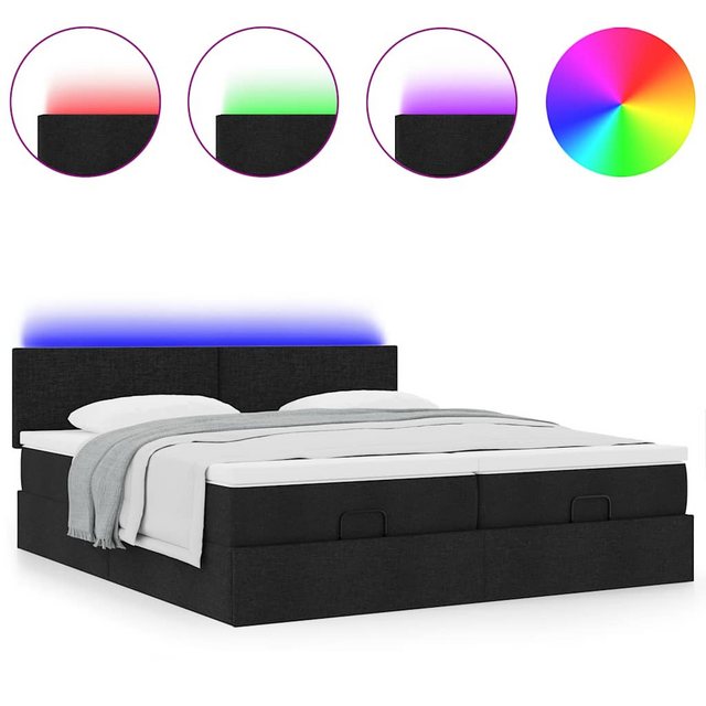 vidaXL Bett, Ottoman-Bett mit Matratzen & LEDs Schwarz 160x200 cm Stoff günstig online kaufen