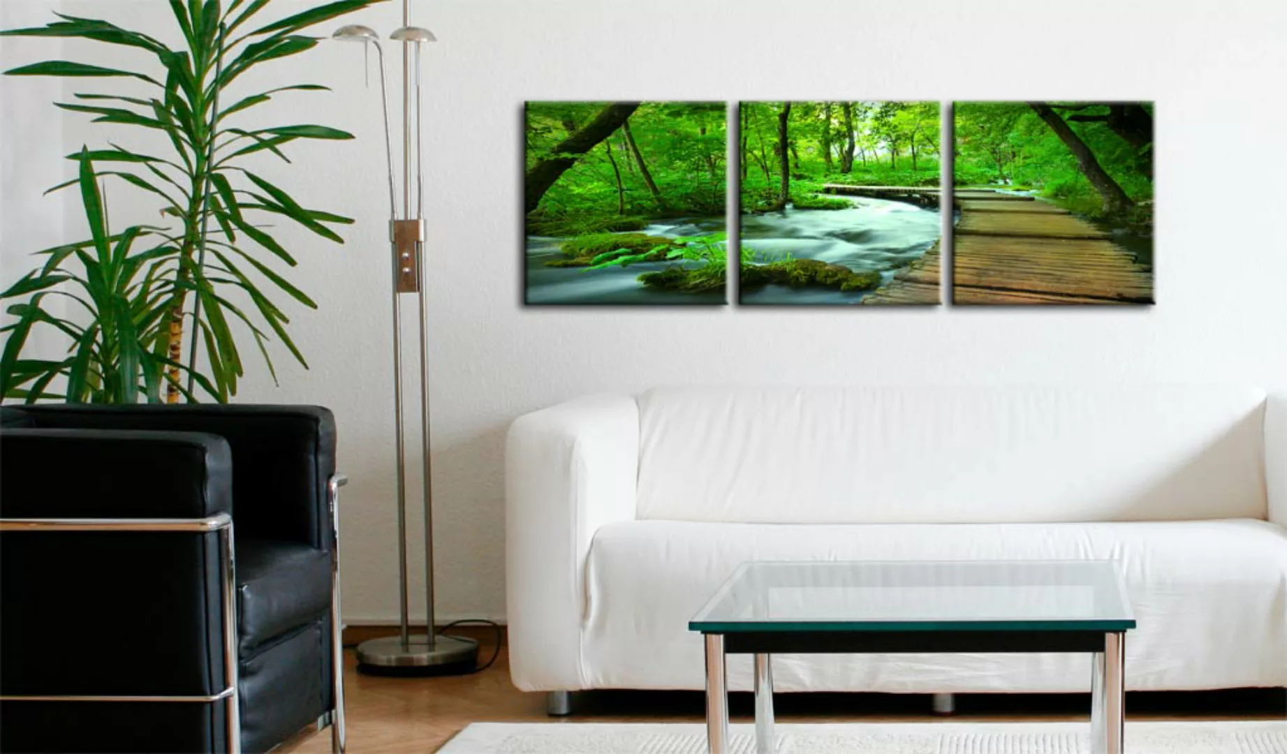 Wandbild - Waldschneise - Triptychon günstig online kaufen