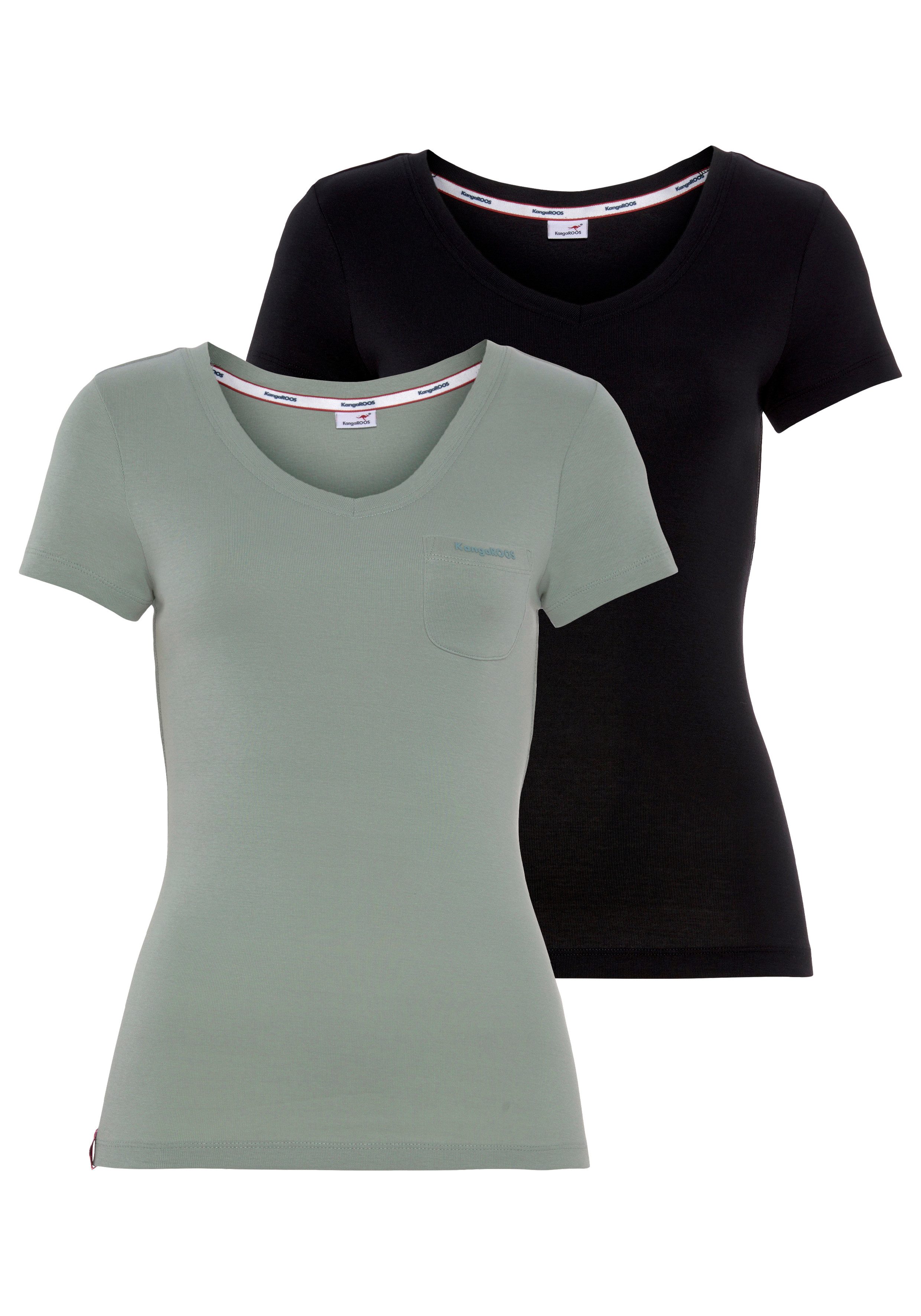 KangaROOS V-Shirt (Spar-Set, 2er-Pack) Kurzarm, figurbetonter günstig online kaufen