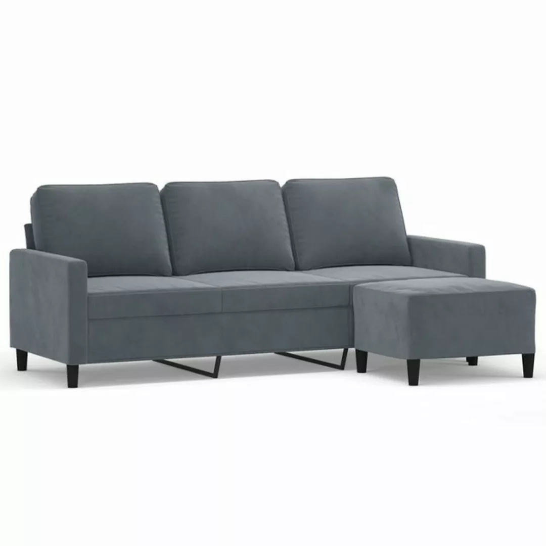 vidaXL Sofa 3-Sitzer-Sofa mit Hocker Samt, Dunkelgrau günstig online kaufen