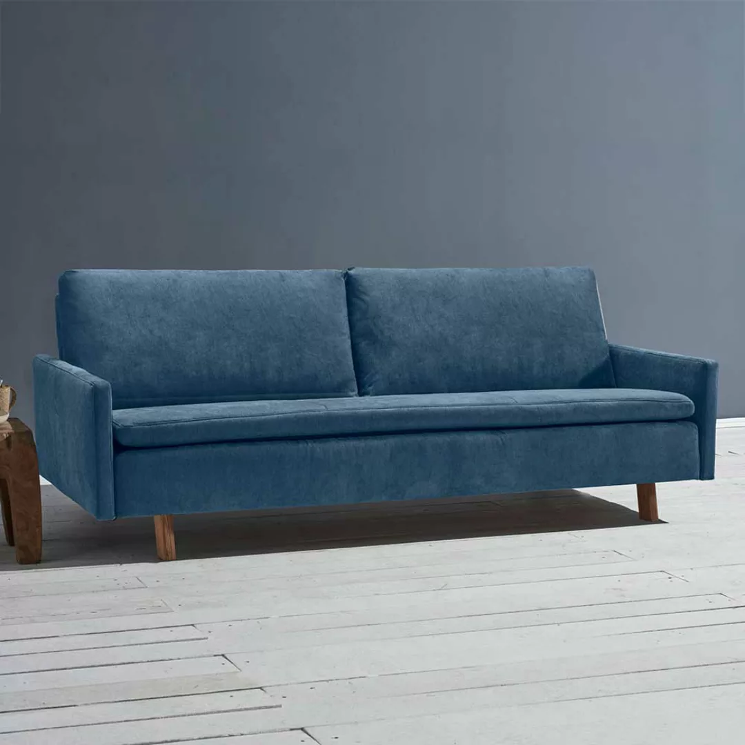 Bettcouch blau modern mit Rücken Klappmechanik 220 cm breit günstig online kaufen