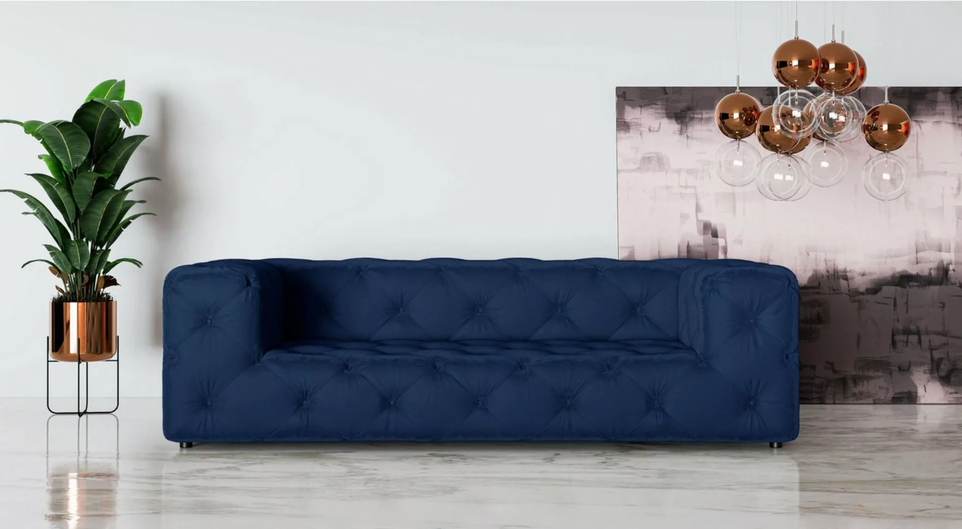 Places of Style 3-Sitzer FOLLINA, 3-Sitzer Sofa mit klassischer Chesterfiel günstig online kaufen