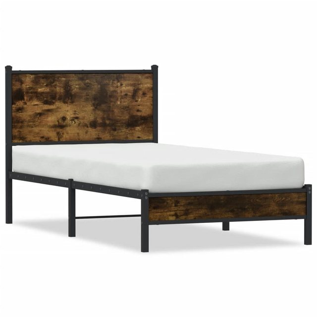 vidaXL Bett, Metallbett ohne Matratze Räuchereiche 90x190 cm günstig online kaufen