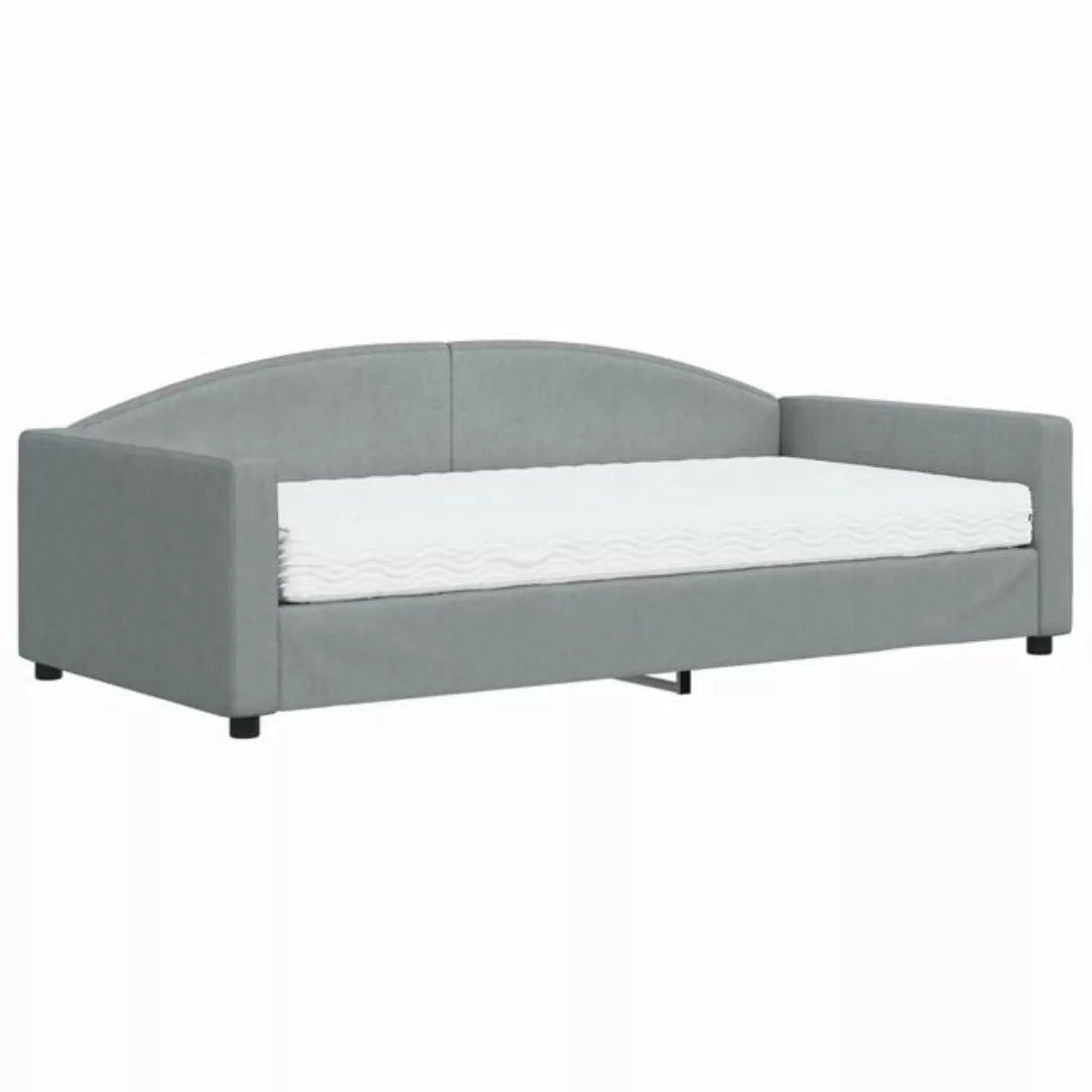 vidaXL Gästebett Gästebett Tagesbett mit Matratze Hellgrau 100x200 cm Stoff günstig online kaufen