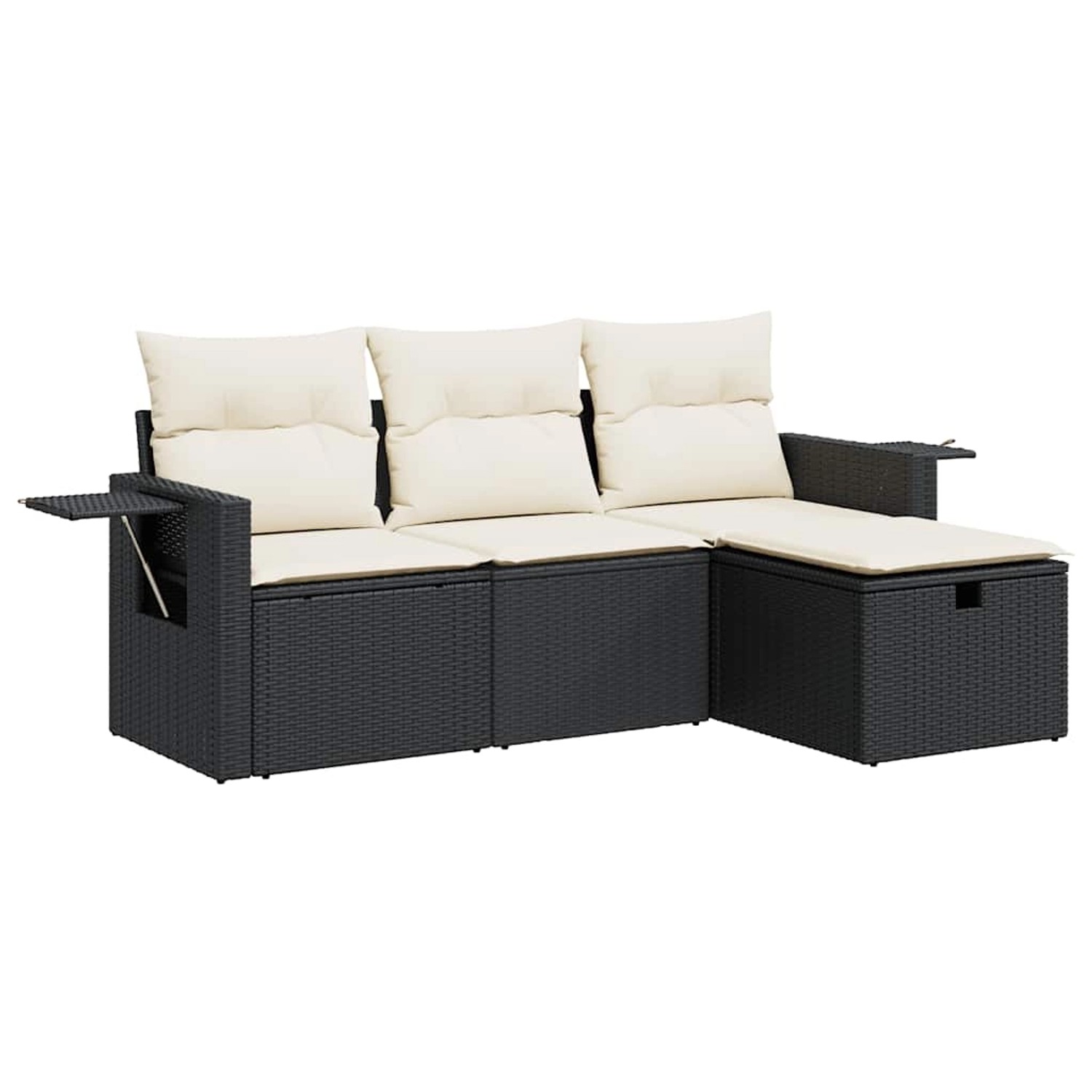 vidaXL 4-Tlg Garten-Sofagarnitur mit Kissen Schwarz Poly Rattan 3325452 günstig online kaufen