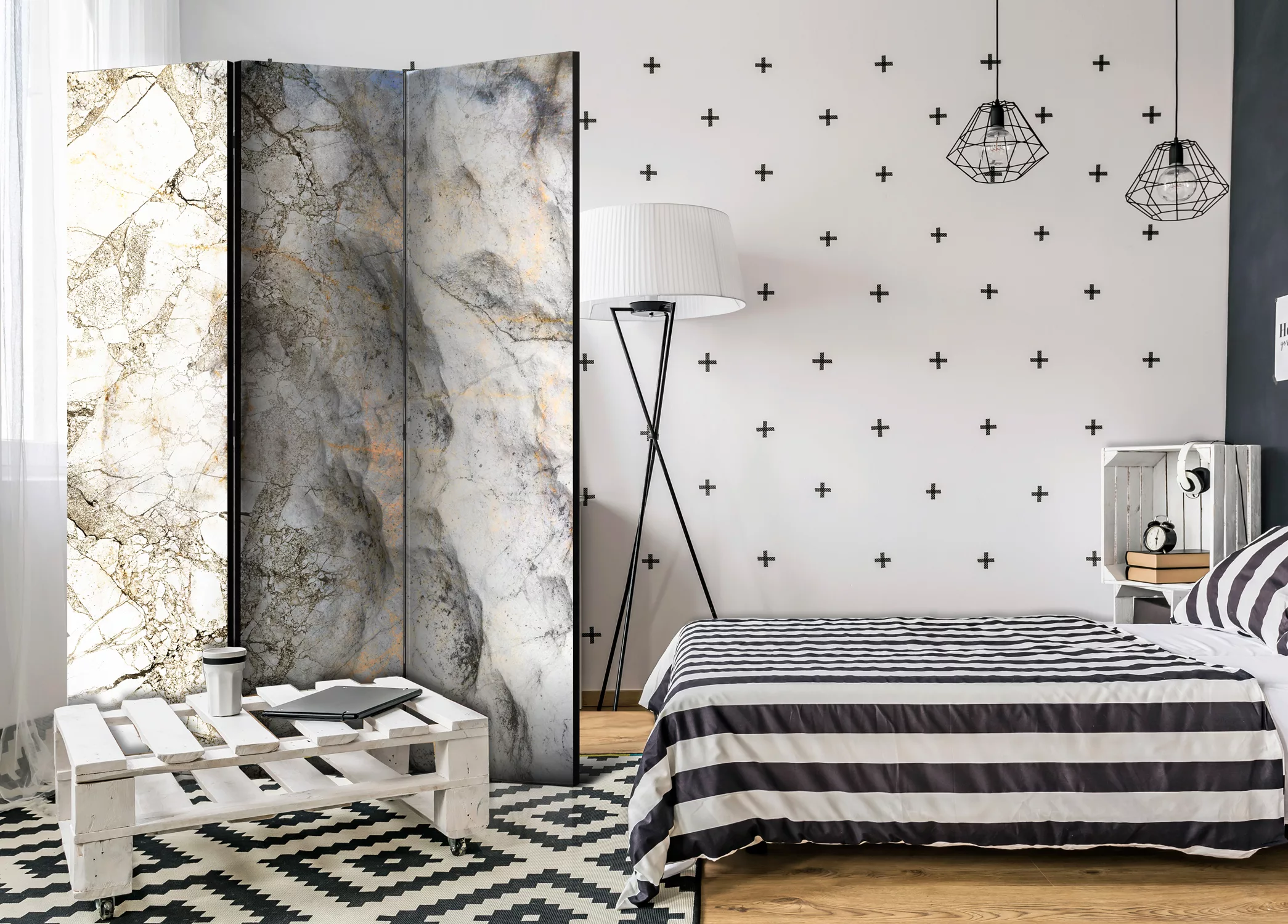 3-teiliges Paravent - Marble Mystery [room Dividers] günstig online kaufen