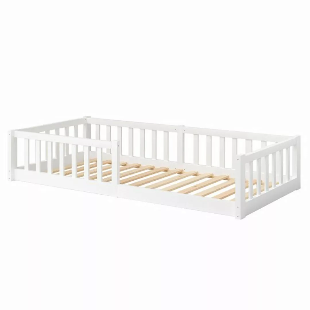 Bellabino Hausbett Bia (weiß, 140x200 cm, Bodenbett Vere mit Rolllattenrost günstig online kaufen