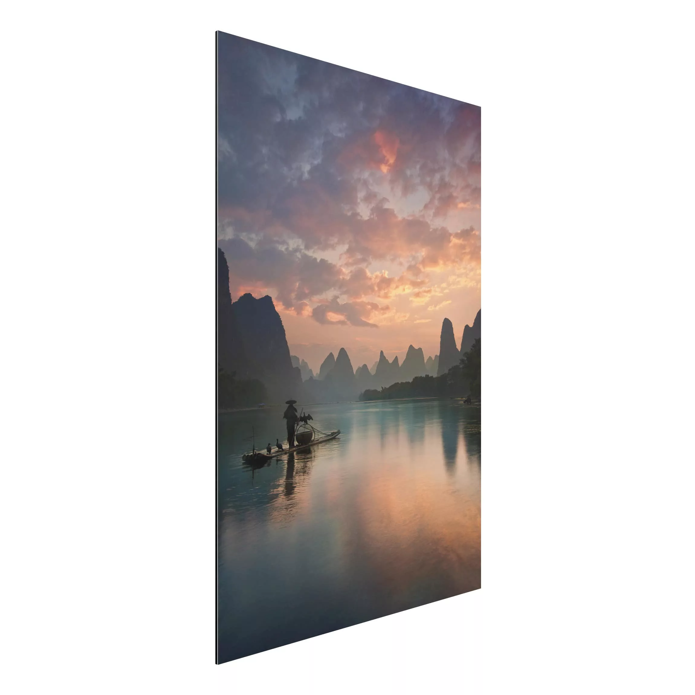 Alu-Dibond Bild Natur & Landschaft - Hochformat 2:3 Sonnenaufgang über chin günstig online kaufen