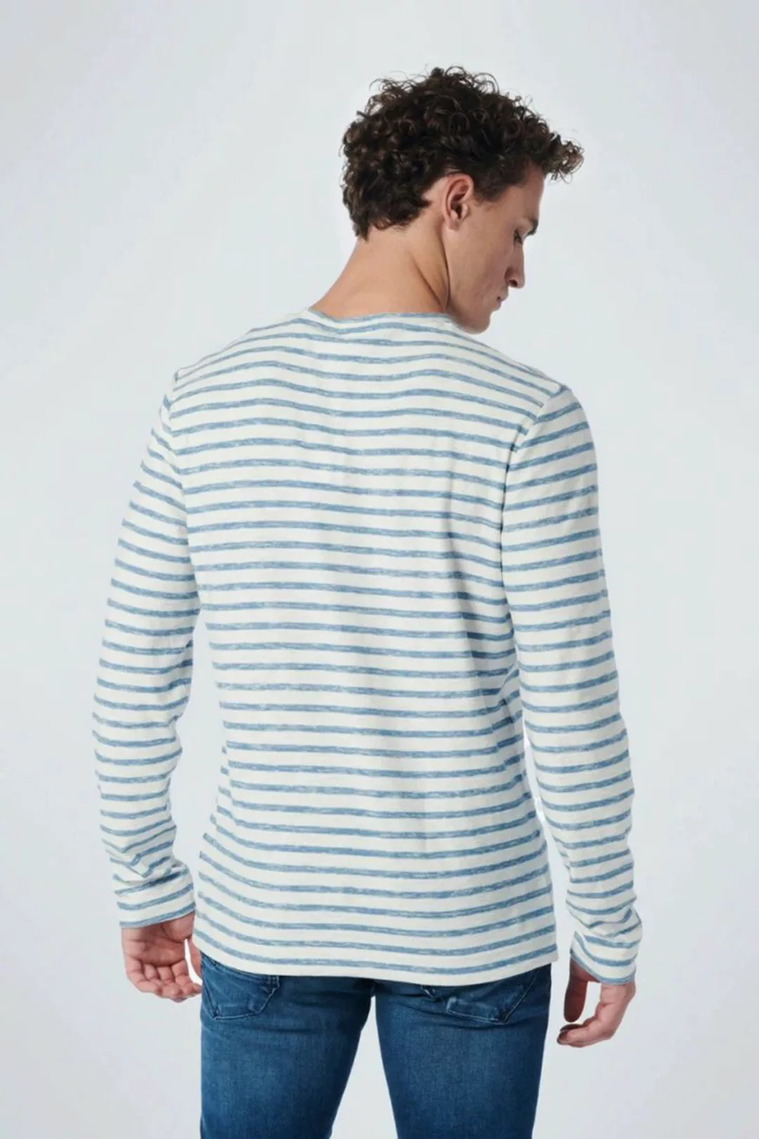 No Excess Langarm-T-Shirt Stripe Blau - Größe XXL günstig online kaufen