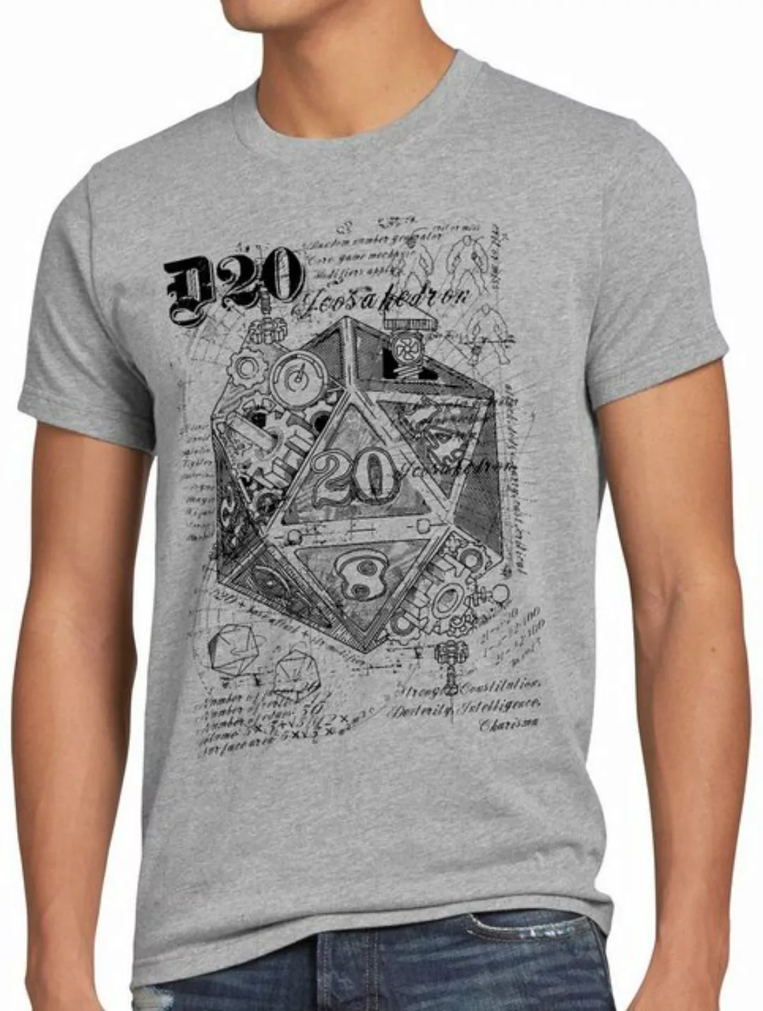 style3 Print-Shirt Herren T-Shirt D20 Da Vinci dragons würfel dungeon günstig online kaufen