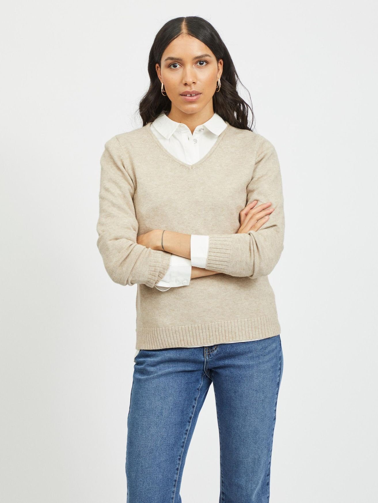 Vila V-Ausschnitt-Pullover VIRIL V-NECK L/S KNIT günstig online kaufen
