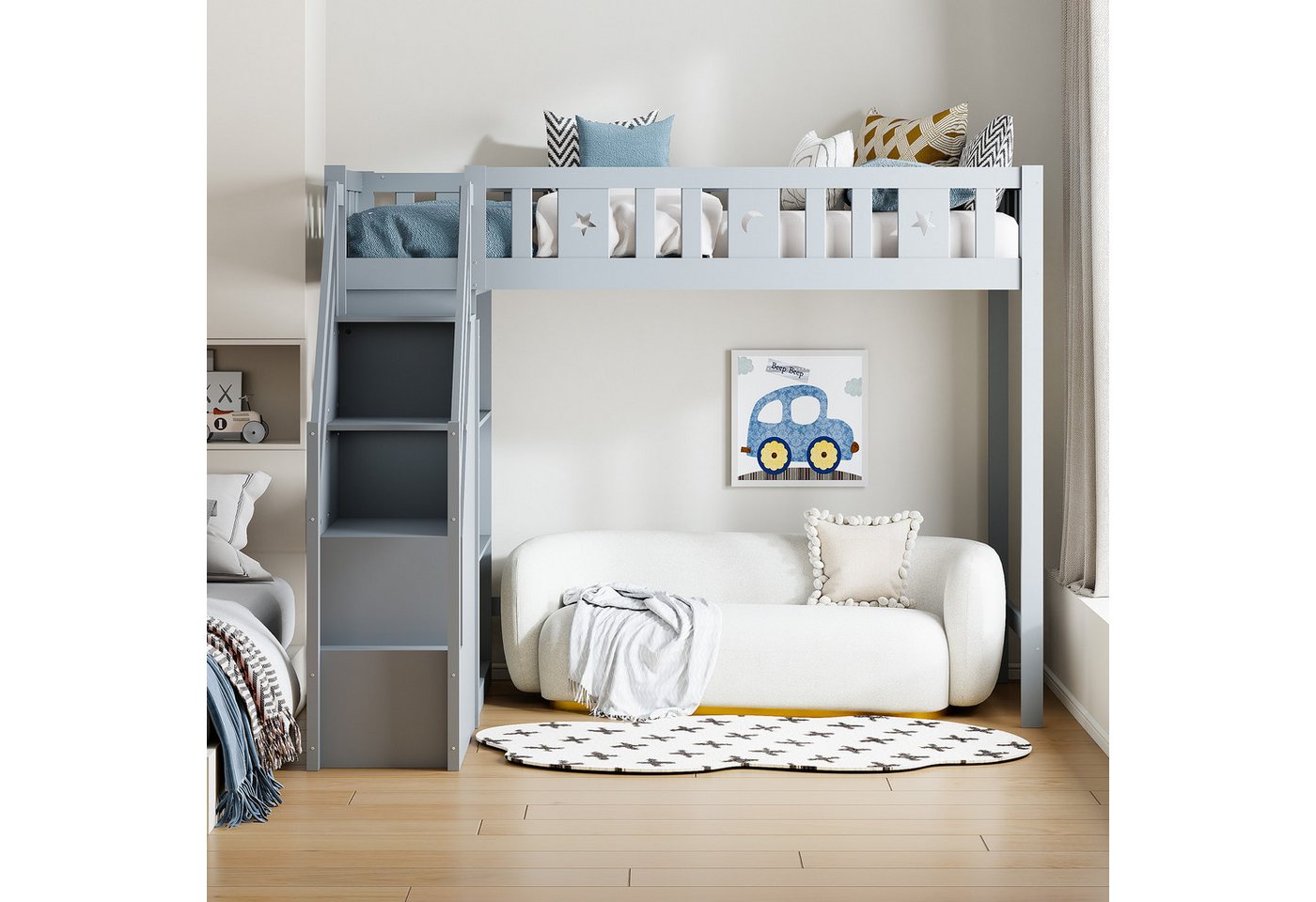 REDOM Kinderbett Einzelbett Kinderbett Stauraumbett (mit Stauraumleiter und günstig online kaufen