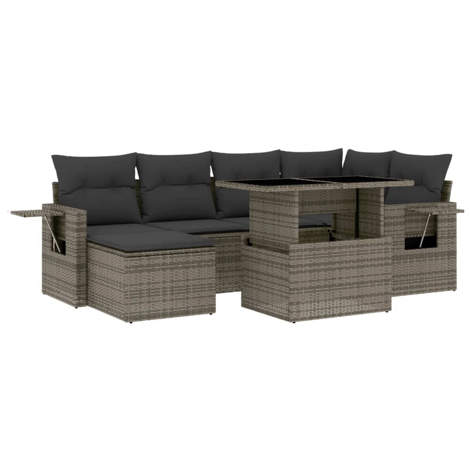 vidaXL 7-tlg Garten-Sofagarnitur mit Kissen Grau Poly Rattan Modell 166 günstig online kaufen