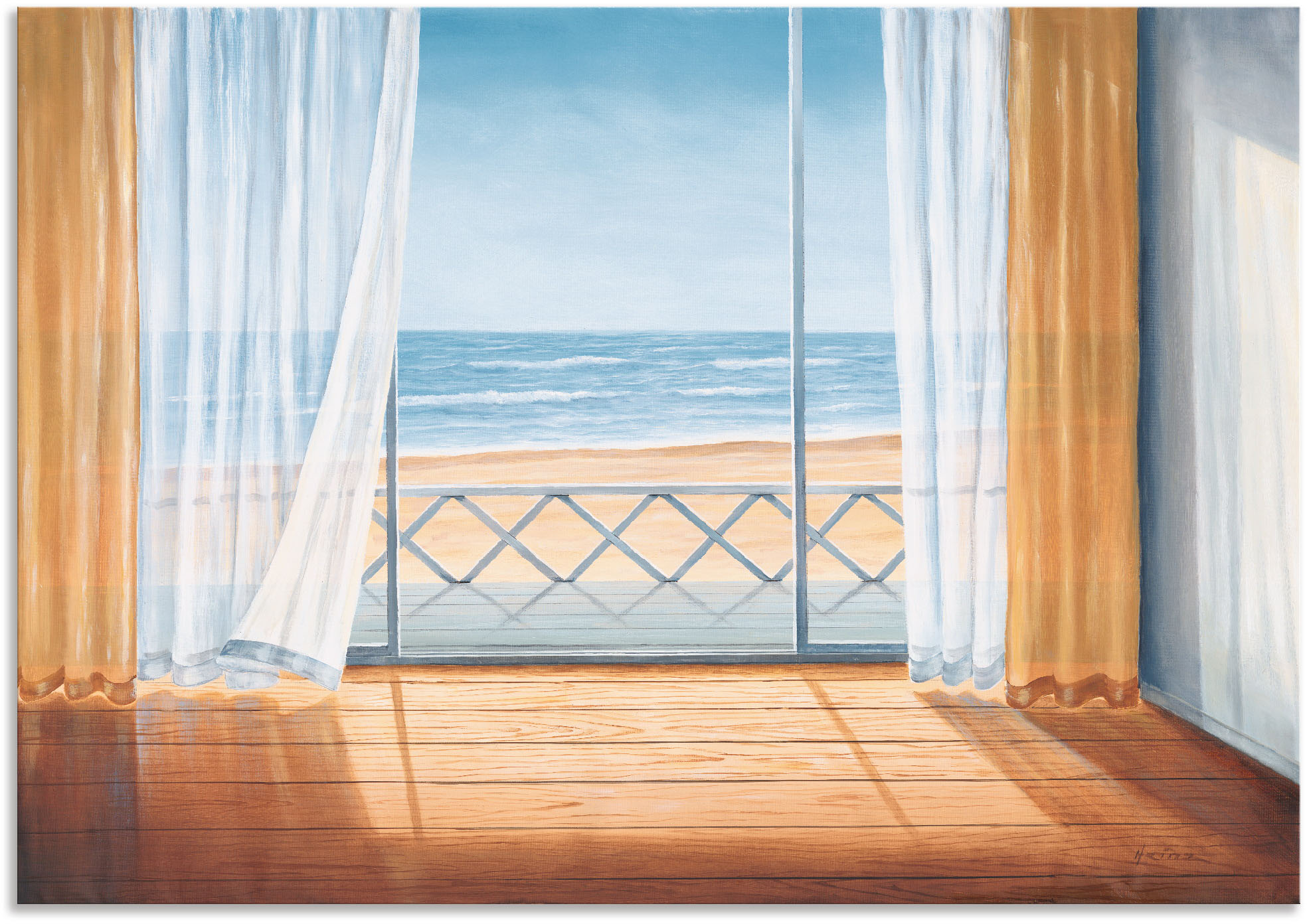 Artland Wandbild "Terrasse mit Meerblick", Fensterblick, (1 St.), als Alubi günstig online kaufen