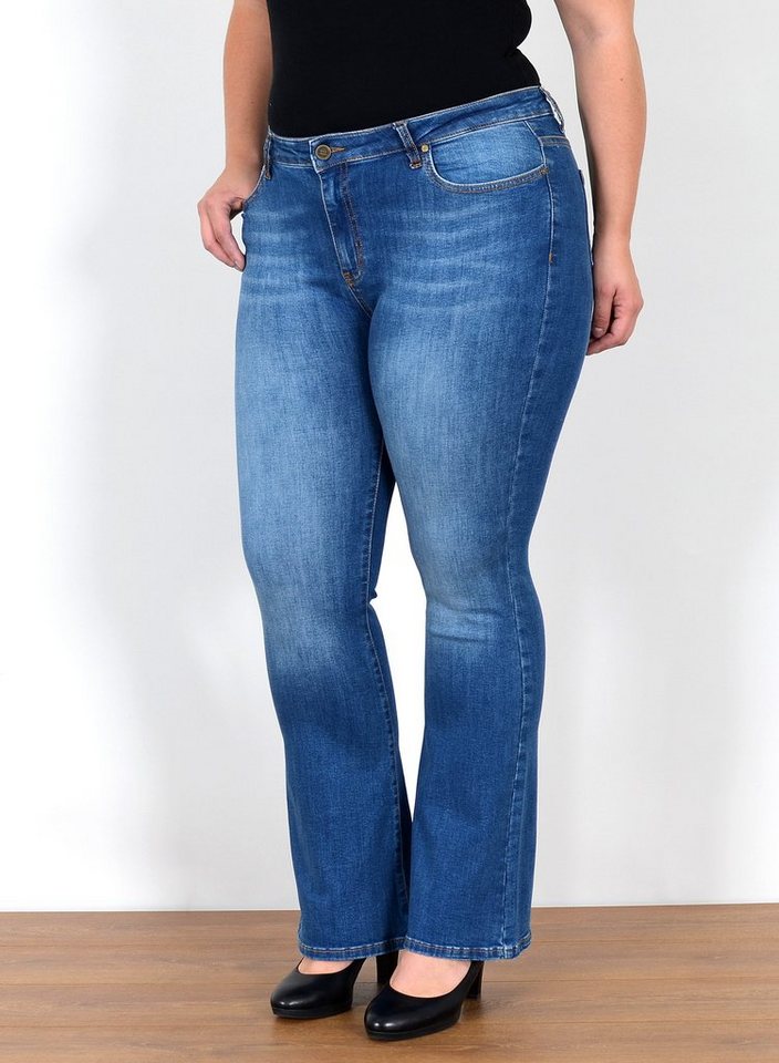 ESRA Bootcut-Jeans Bootcut Jeans Damen High Waist Schlaghose Damen Jeans Fl günstig online kaufen