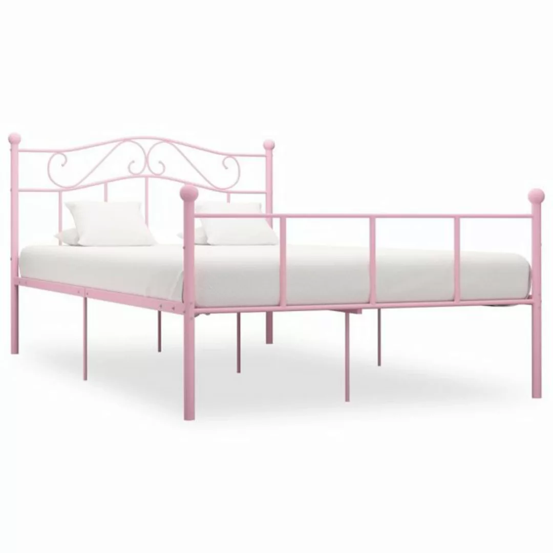 furnicato Bettgestell Rosa Metall 140×200 cm günstig online kaufen