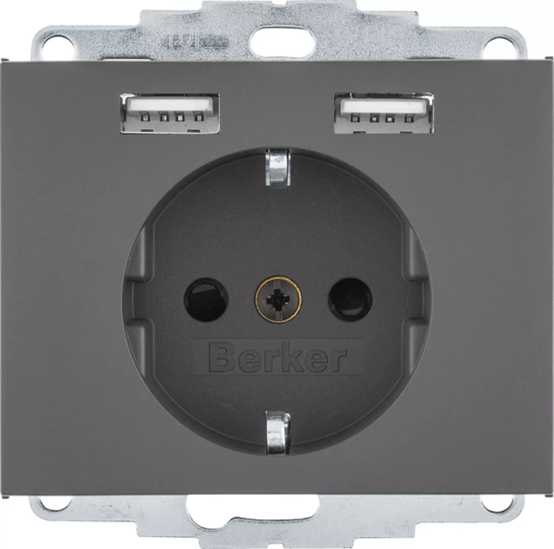 Berker Steckdose SCHUKO/USB K.x, anthrazit mt. 48037006 günstig online kaufen