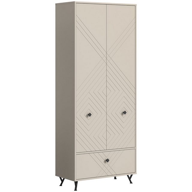 xonox.home Garderobenschrank in Sandbeige Matt - 80x190x35cm (BxHxT) günstig online kaufen