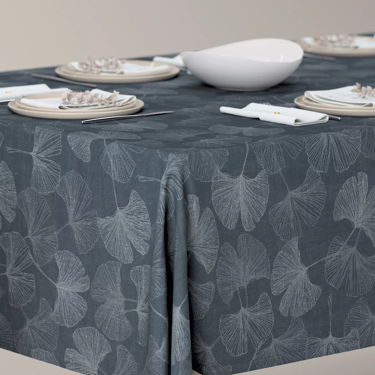 Rechteckige Tischdecke, graphite-silbern, Flowers (143-52) günstig online kaufen