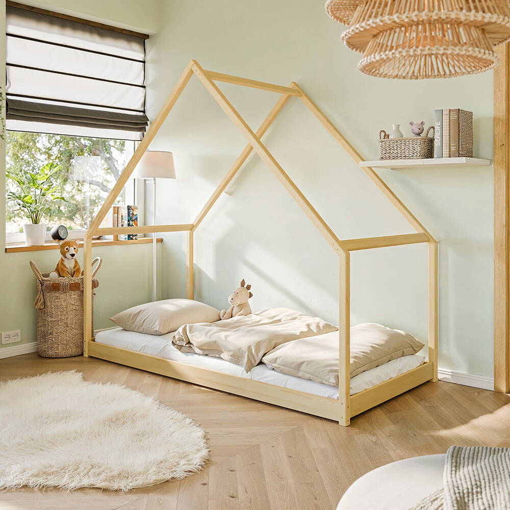 Kinderbett Hausbett 90x200 cm Kiefer Pine KANGRU-162 günstig online kaufen