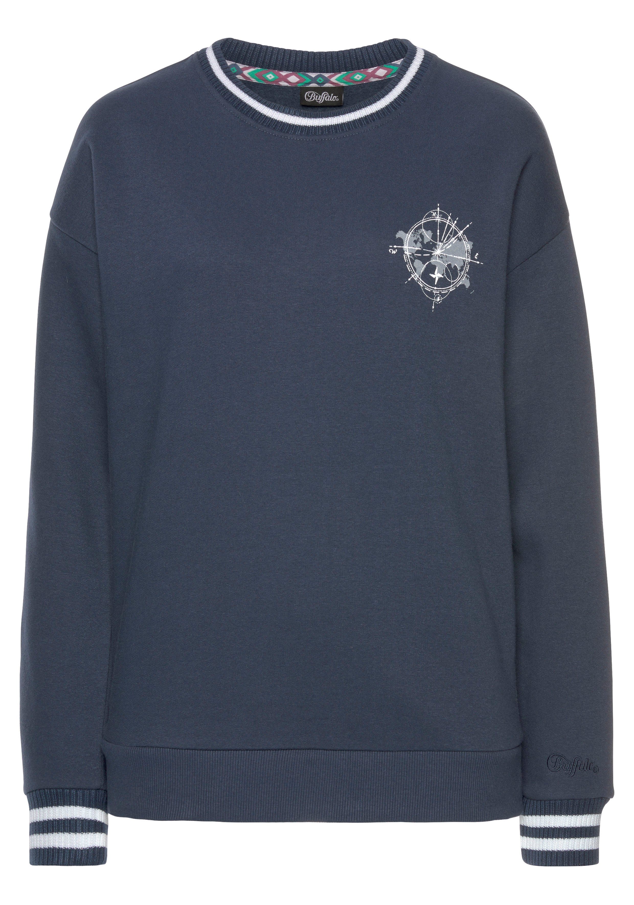 Buffalo Sweatshirt, mit Kontrast-Rippbündchen und Druck, Loungeanzug günstig online kaufen
