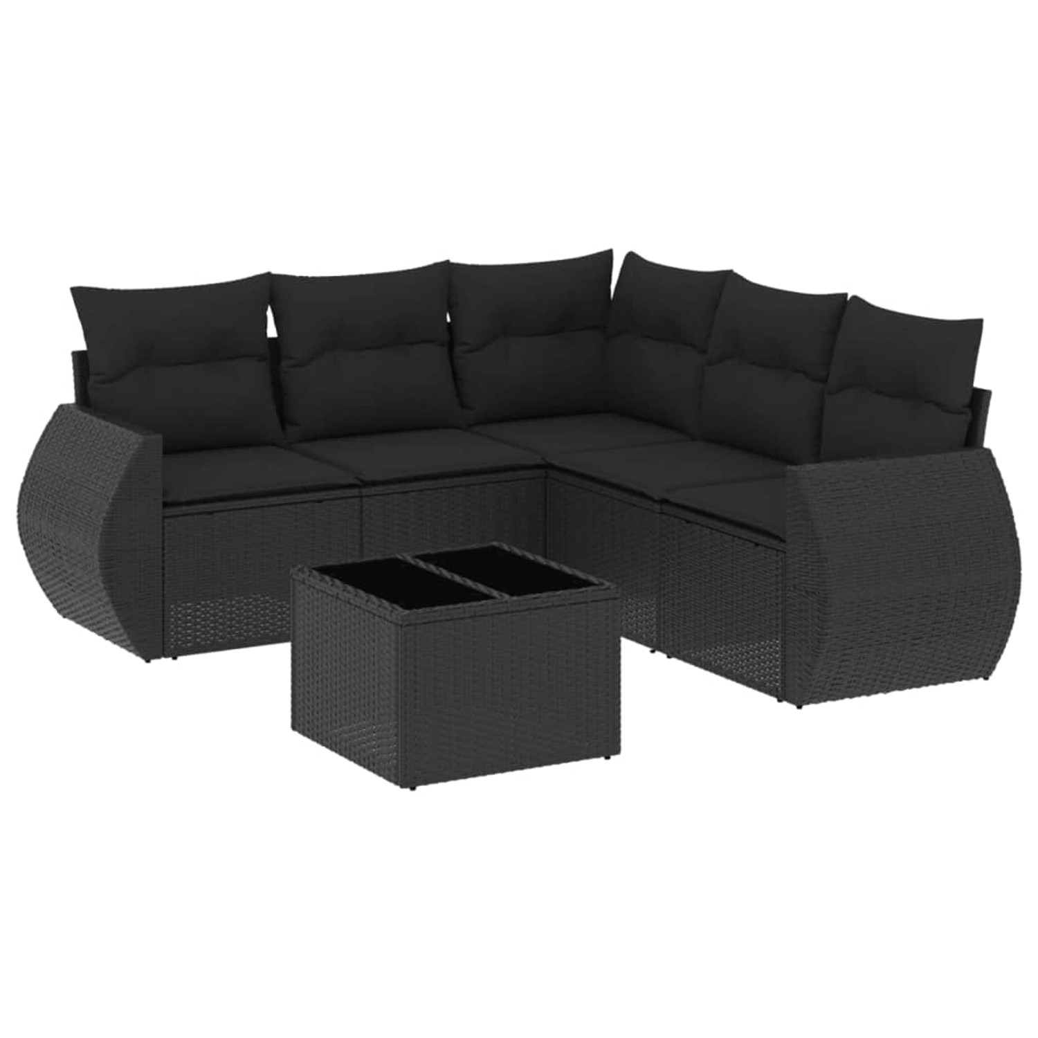 vidaXL 6-Tlg Garten-Sofagarnitur mit Kissen Schwarz Poly Rattan 3221354 günstig online kaufen
