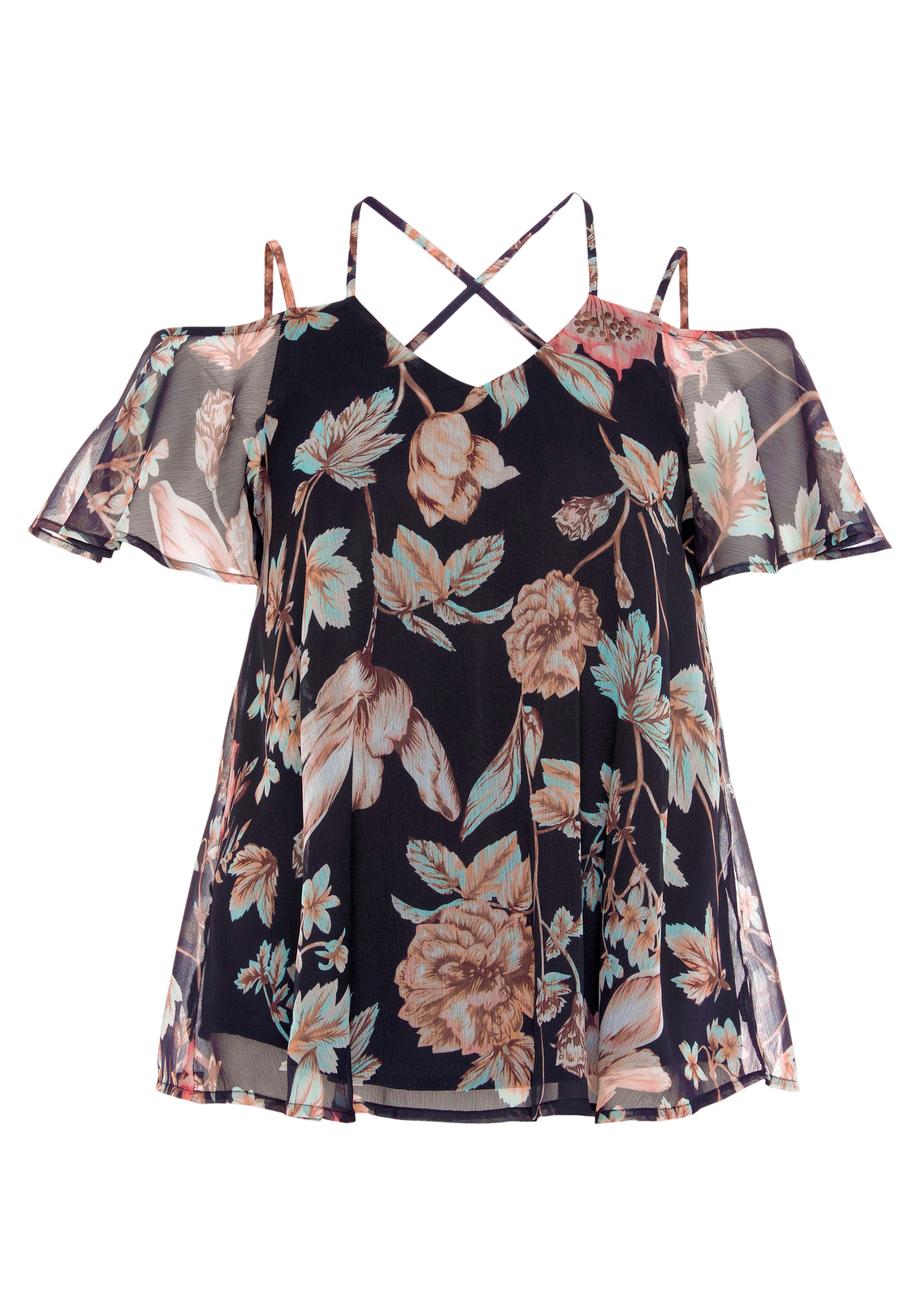 LASCANA Chiffonbluse mit Blumendruck und modischen günstig online kaufen