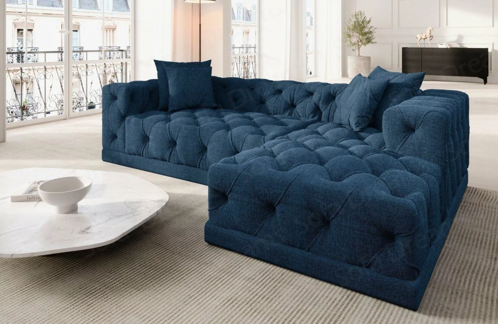 Sofa Dreams Ecksofa Strukturstoff Stoff Polster Sofa Palma L Form kurz Stof günstig online kaufen