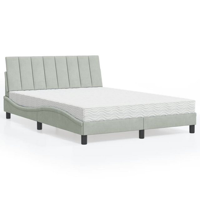 vidaXL Bett mit Matratze Hellgrau 140x200 cm Samt Modell 12008801 günstig online kaufen