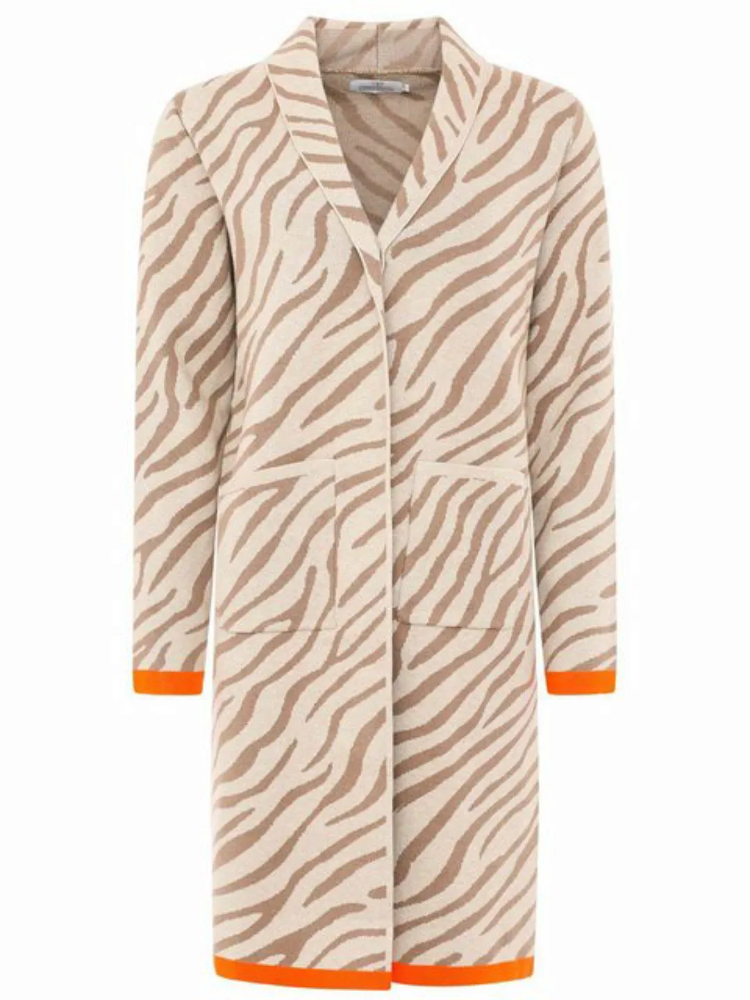 Zwillingsherz Strickpullover Longcardigan Zebra Beige Orange günstig online kaufen