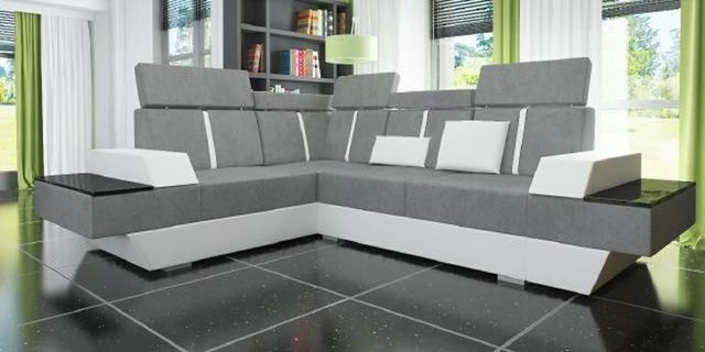 JVmoebel Ecksofa Design Wohnlandschaft Sofa Ecksofa USB Stoff Textil Leder, günstig online kaufen