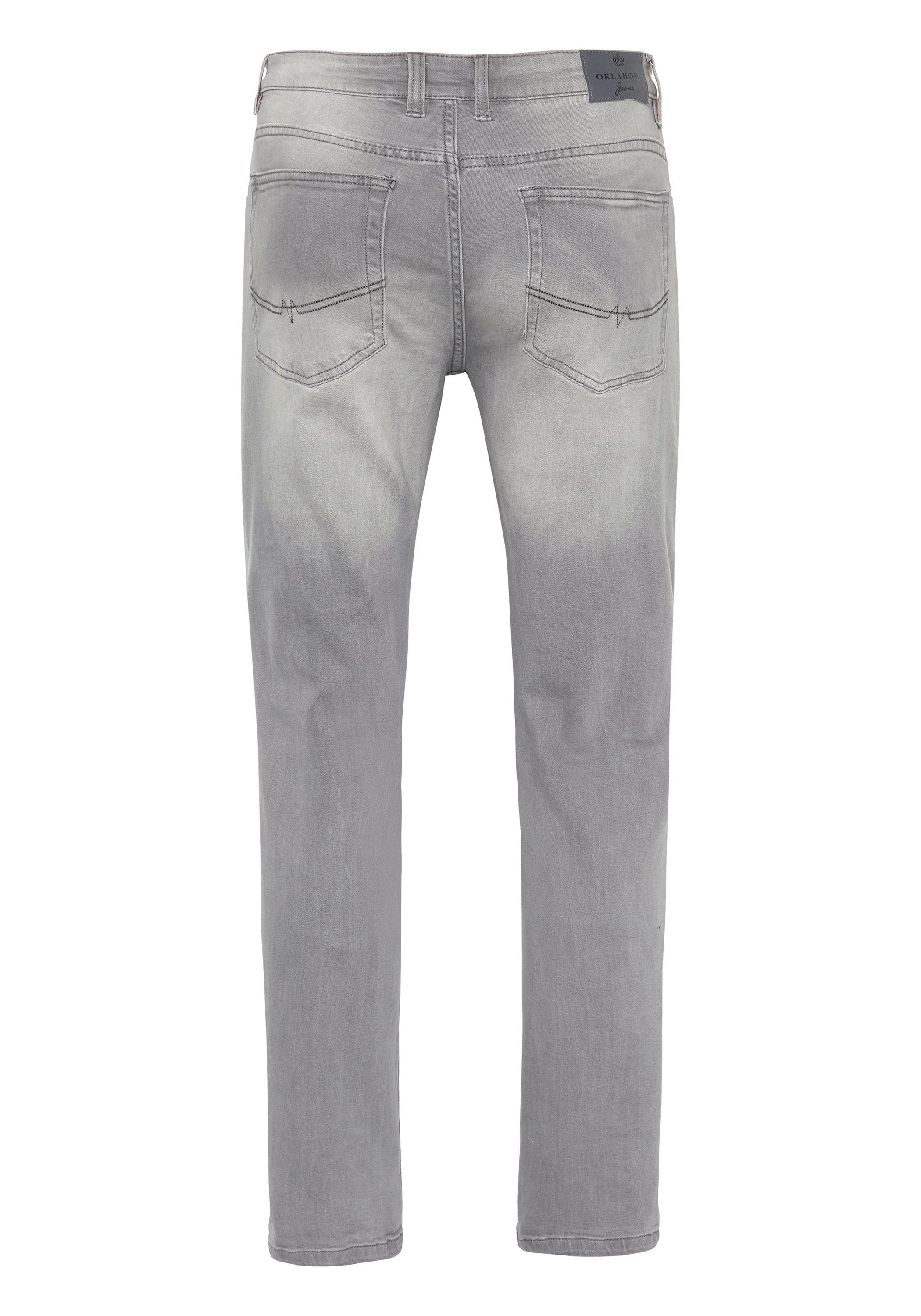Oklahoma Jeans Straight-Jeans in hellgrauer Waschung günstig online kaufen