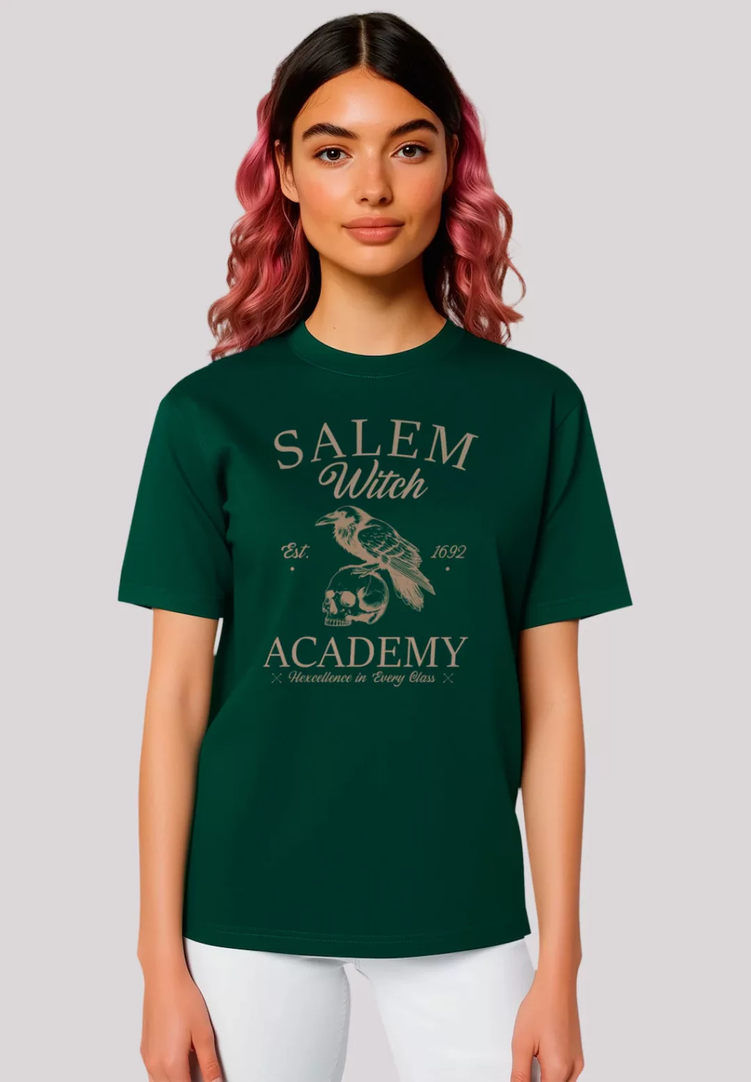 F4NT4STIC T-Shirt "Halloween University Salem witch crow skull", Premium Qu günstig online kaufen