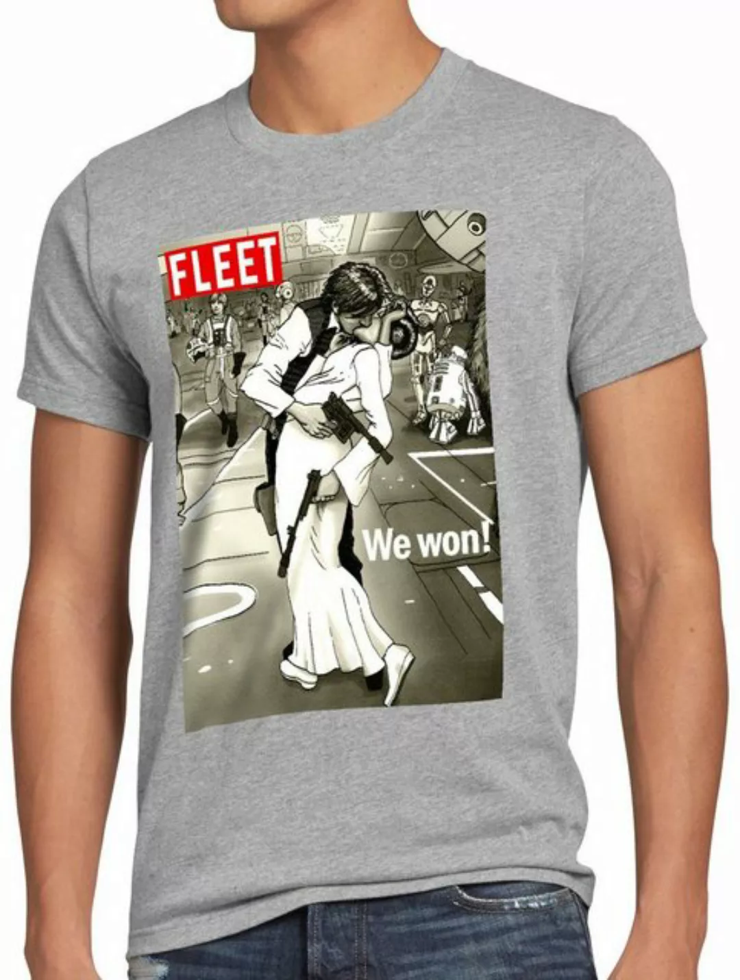 style3 Print-Shirt Herren T-Shirt We won han leia vintage kiss rebellen all günstig online kaufen