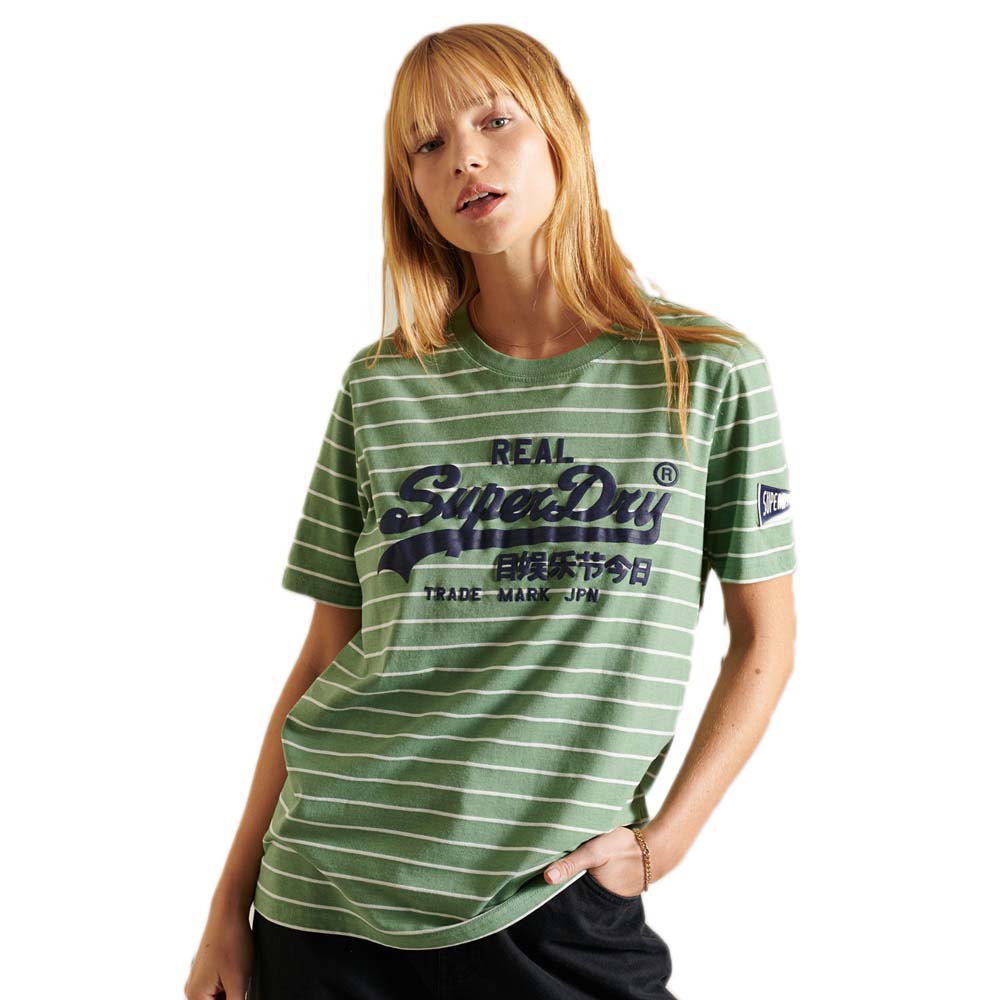 Superdry Vinage Logo Source Stripe T-shirt S Soft Green Marl günstig online kaufen