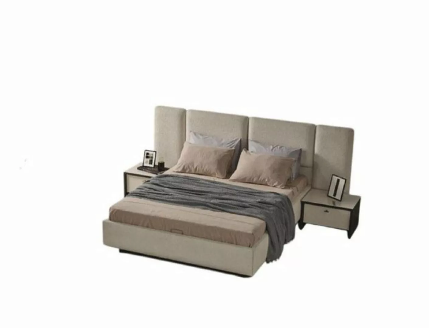 JVmoebel Bett Schlafzimmer Möbel Bett Design Luxus Doppel Design Holz Beige günstig online kaufen