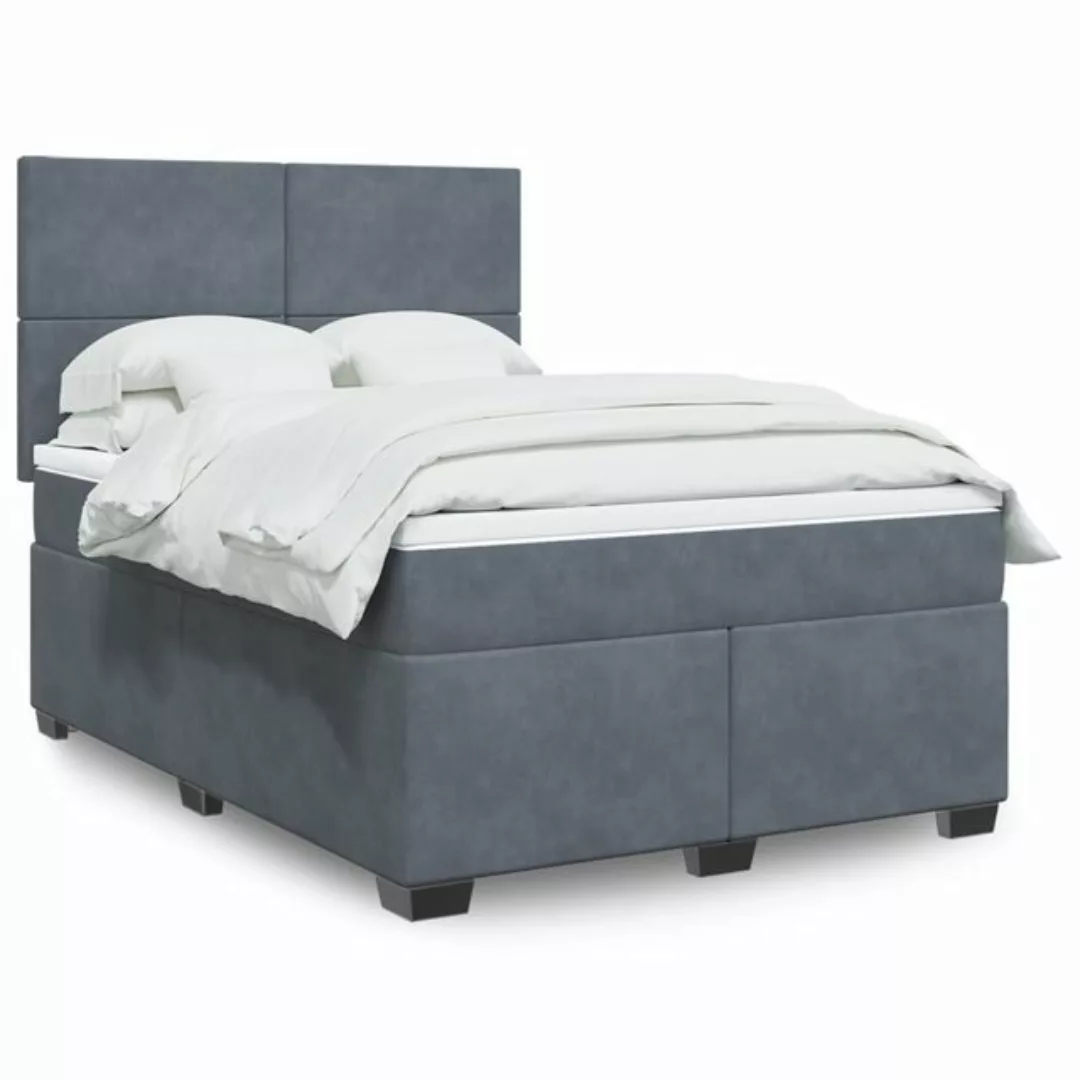 furnicato Bettgestell Boxspringbett mit Matratze Dunkelgrau 140x190 cm Samt günstig online kaufen