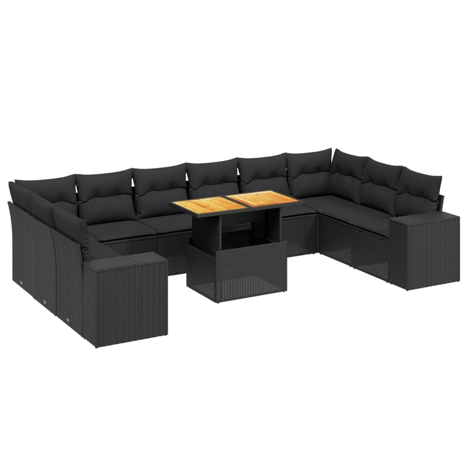 vidaXL 11-Tlg Garten-Sofagarnitur mit Kissen Schwarz Poly Rattan 3272805 günstig online kaufen