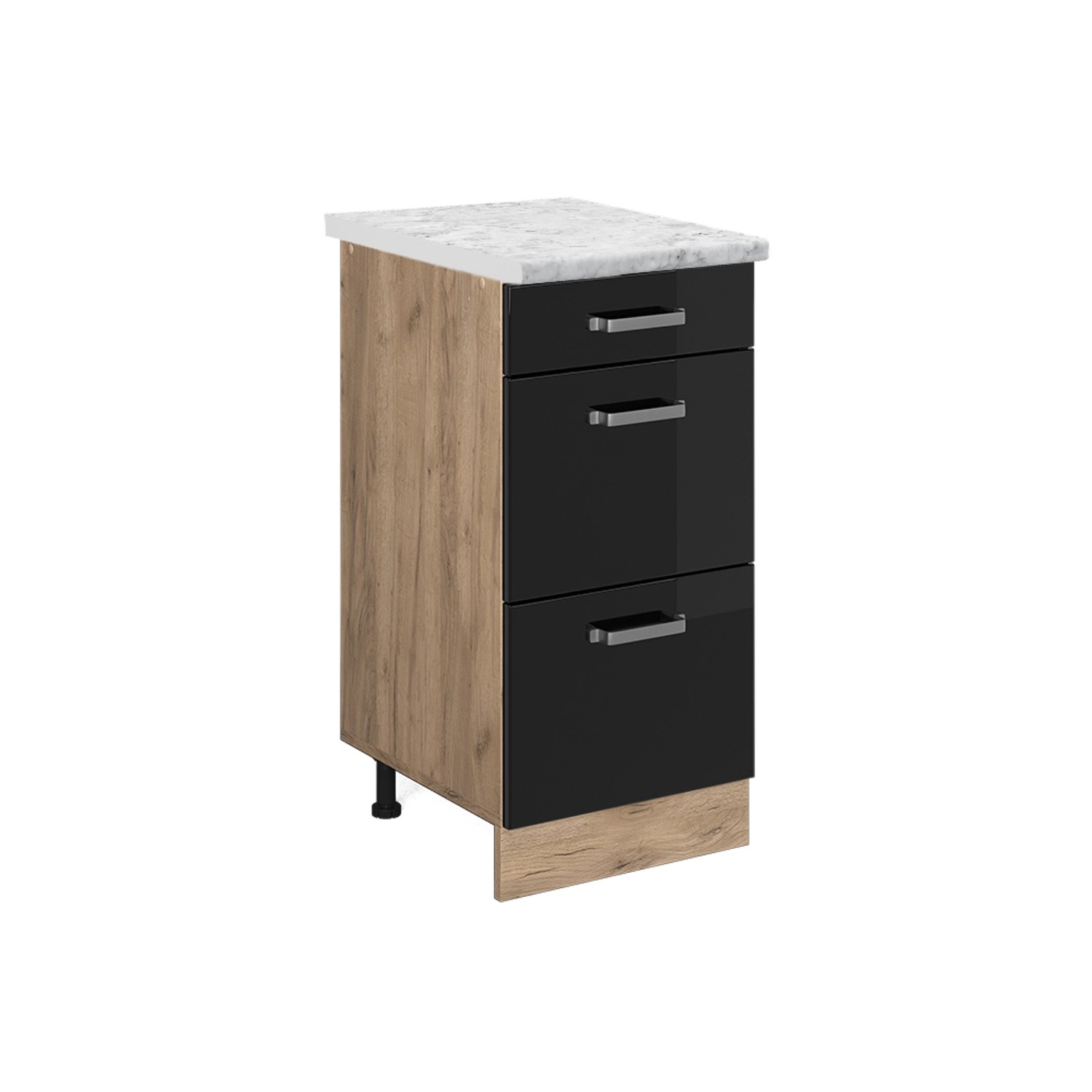 Vicco Unterschrank R-Line, Schwarz Hochglanz/Goldkraft Eiche, günstig online kaufen