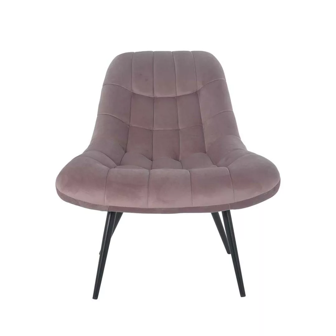 Retro Sessel in Rosa Samtbezug günstig online kaufen