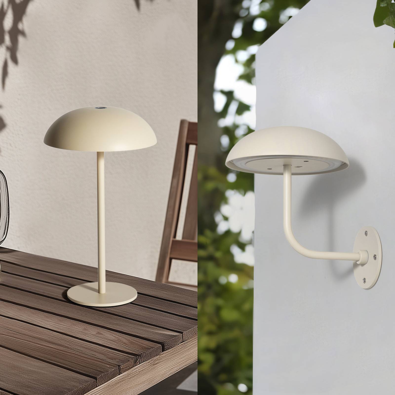 Arcchio LED-Akkutischleuchte Thenra, beige, Wandhalterung günstig online kaufen