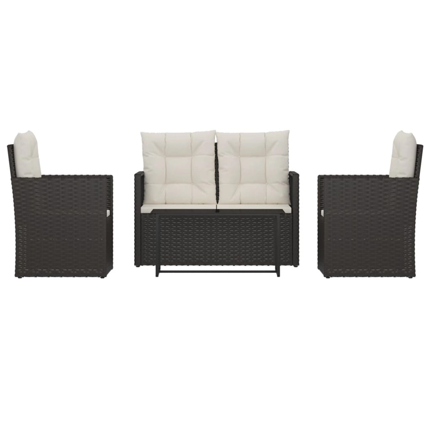 Vidaxl 4-tlg. Garten-lounge-set Mit Kissen Poly Rattan Schwarz günstig online kaufen