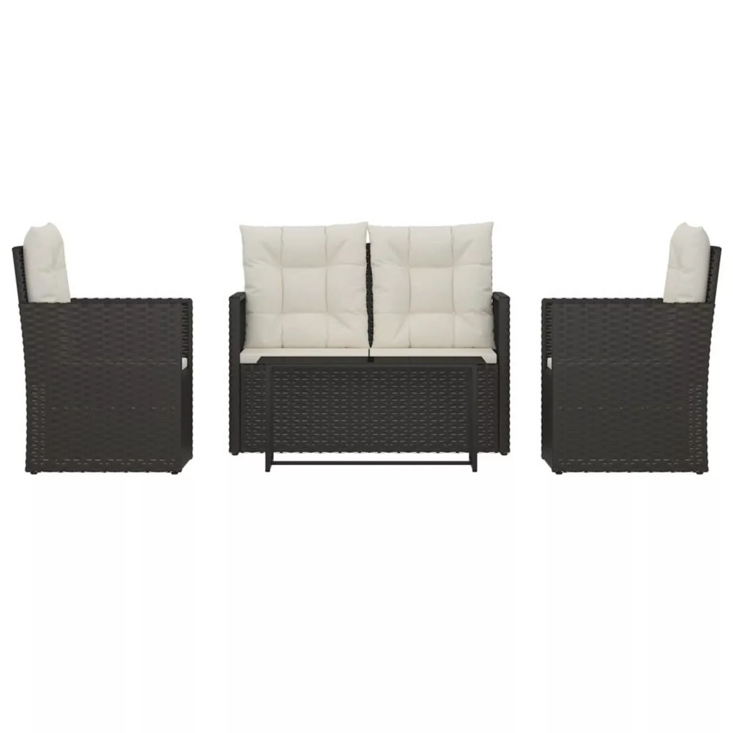 Vidaxl 4-tlg. Garten-lounge-set Mit Kissen Poly Rattan Schwarz günstig online kaufen