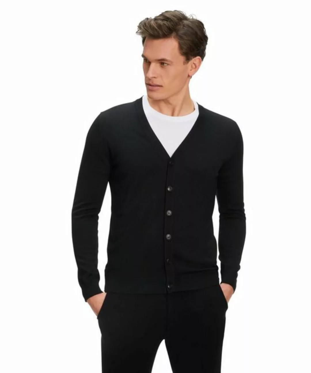 FALKE Herren Cardigan V-Ausschnitt, 4XL, Blau, Uni, Wolle, 60912-643708 günstig online kaufen