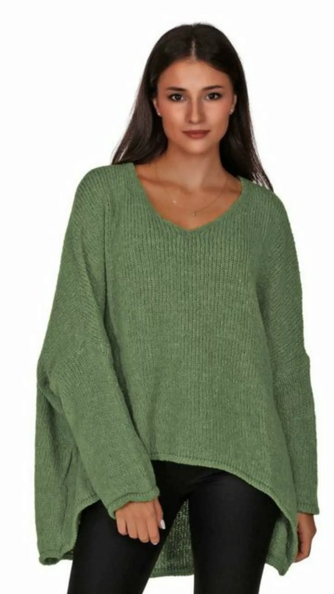 Charis Moda Strickpullover V-​Ausschnitt im Oversized Look vorne kurz hinte günstig online kaufen